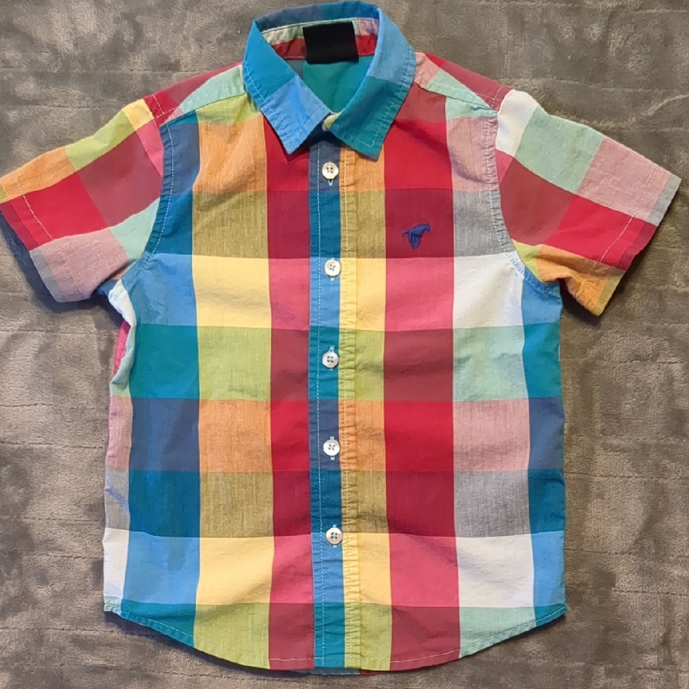 Wrangler Multicolor Plaid Kids Button Down Shirt